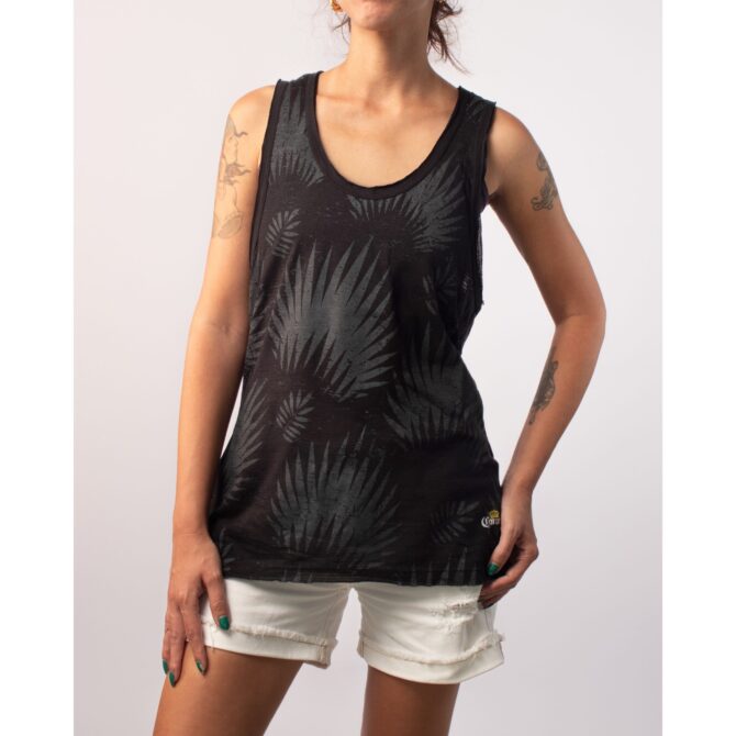 REGATA TANK TOP FOLHAGEM FEMININA CORONA  PRETO