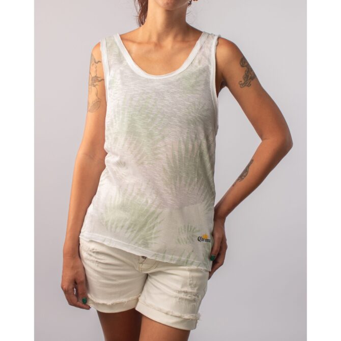 REGATA TANK TOP FOLHAGEM FEMININA CORONA BRANCO