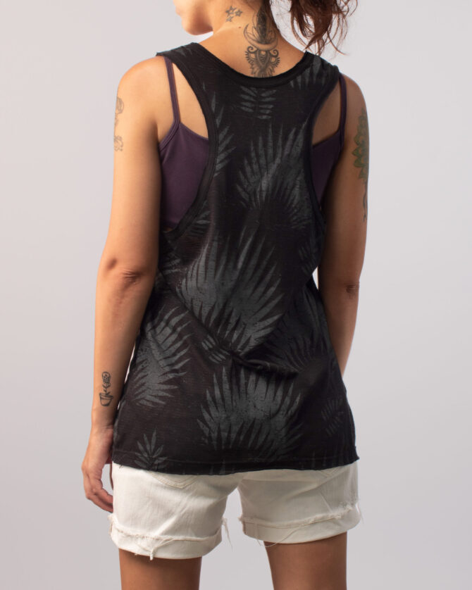 REGATA TANK TOP FOLHAGEM FEMININA CORONA PRETO