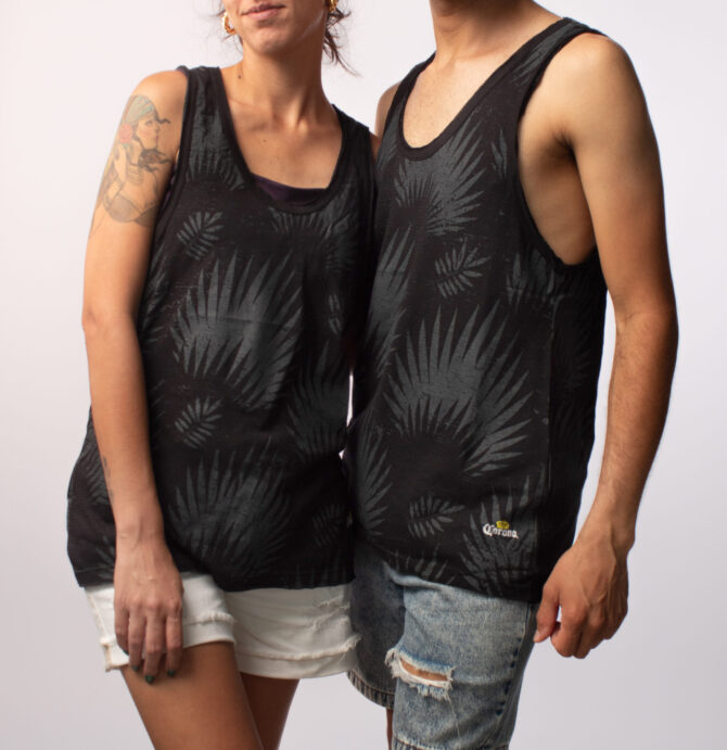 REGATA TANK TOP FOLHAGEM FEMININA CORONA PRETO