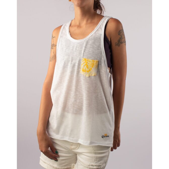 REGATA BOLSO AMARELO FEMININA CORONA BRANCO